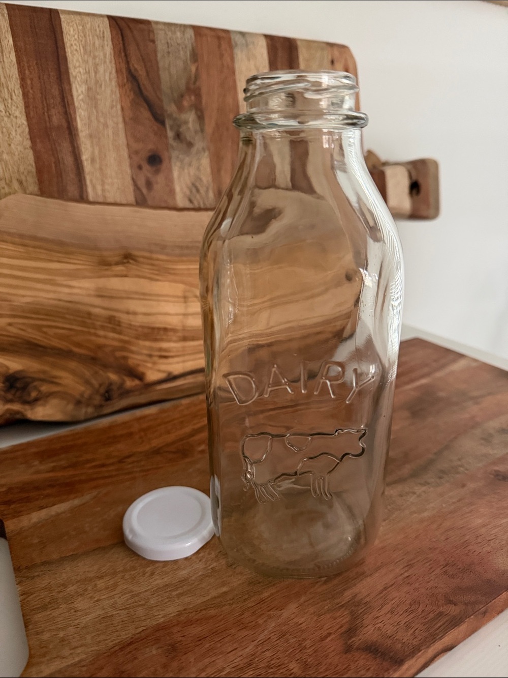 Vintage Style Clear Glass Dairy Bottle - Reusable Milk Bottle with Lid